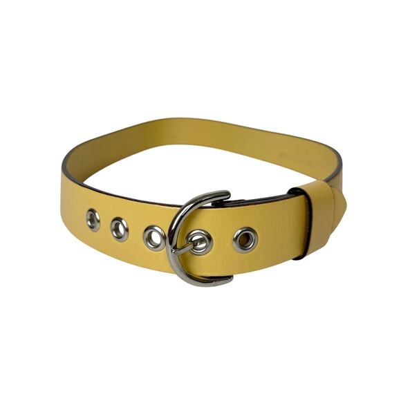 Coach Wide Leather Belt Light Yellow with Silver Grommets M 3980